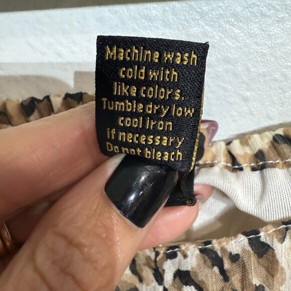 Japna Leopard Print Cropped Tie Back Long Sleeve Blouse Sz M - Picture 5 of 9